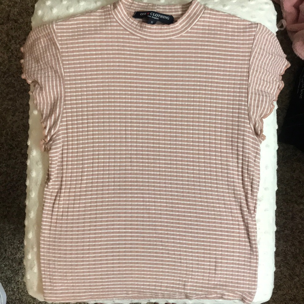 pink and white crop top